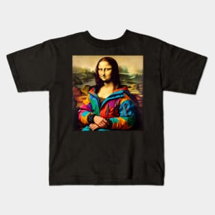 Mona Lisa Inspired - Funny Snowboarding Kids T-Shirt